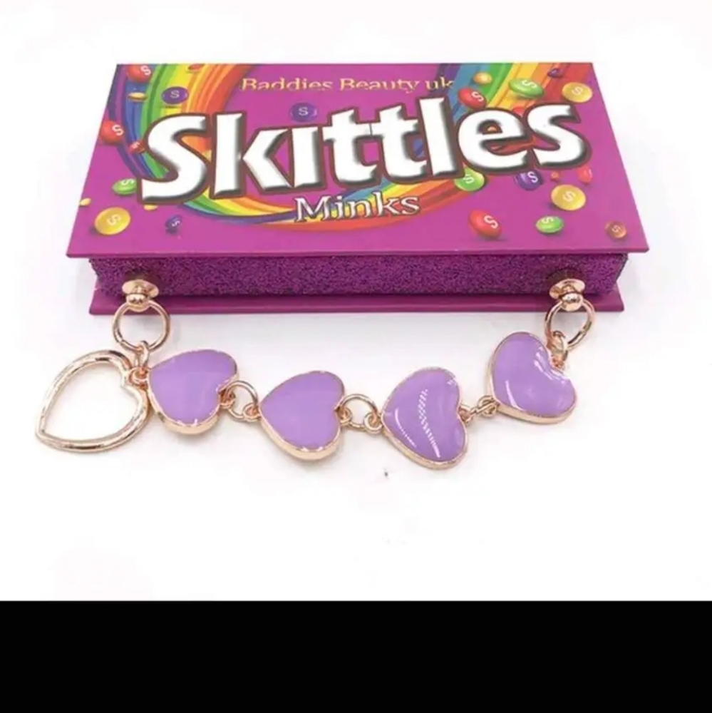 Skittles eyelash holder with a pair of lashes
